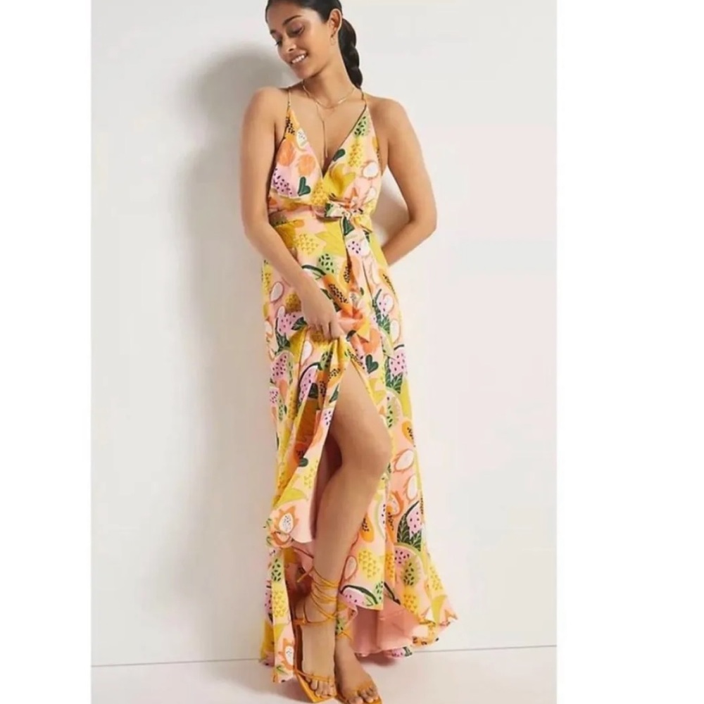 NEW Hutch Anthropologie Fruit Wrap Maxi Dress